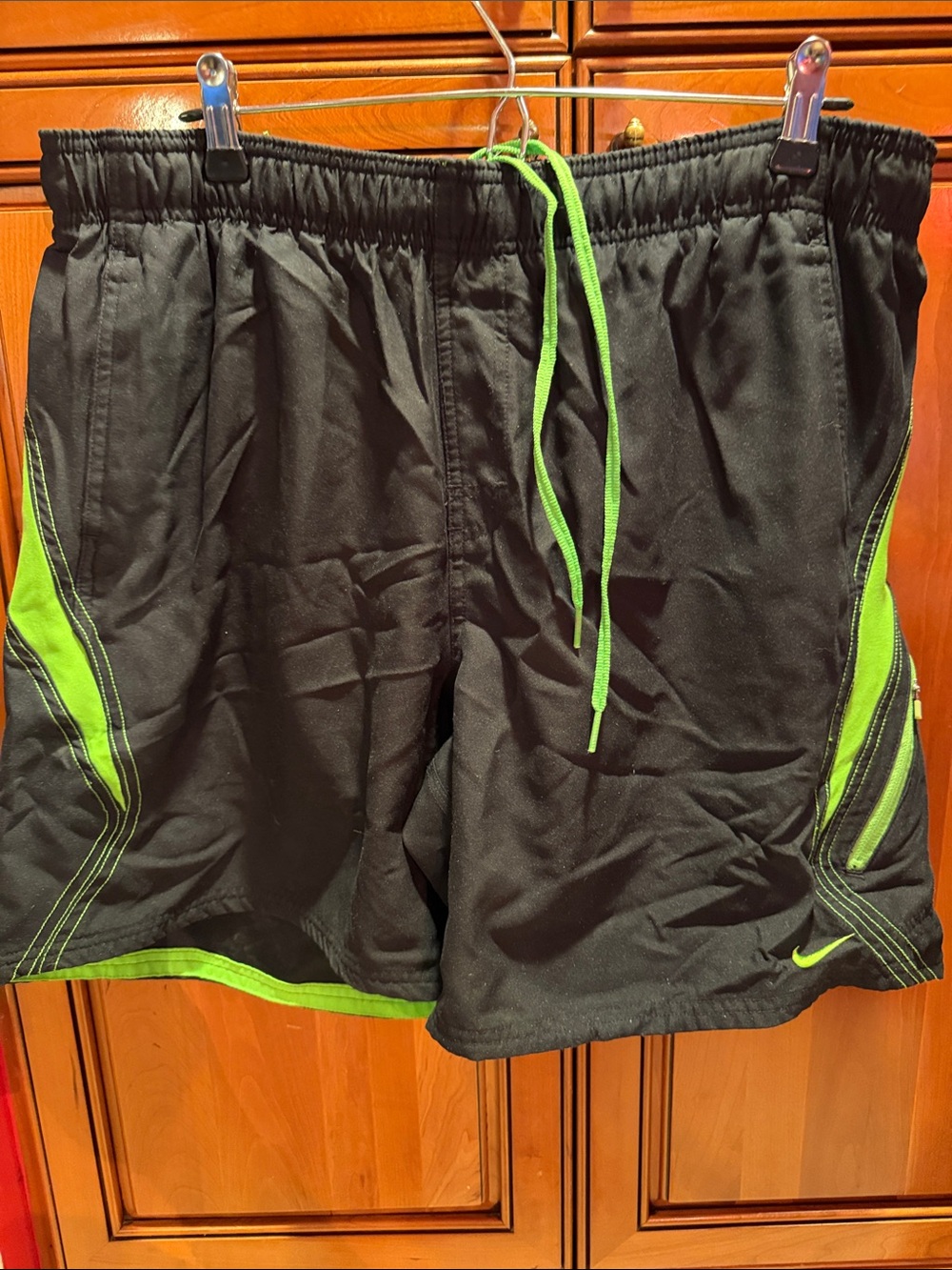 Nike Black swim Shorts with Neon Green Trim